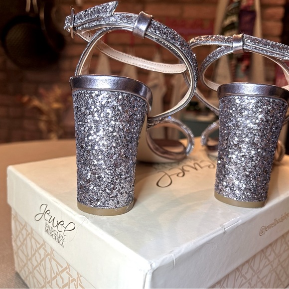 Jewel Badgley Mischka Glitter block heel sandal 7 1/2 - Picture 6 of 12